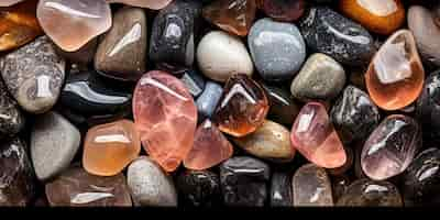 Free photo polished stones in earthy tones glisten with reflected light