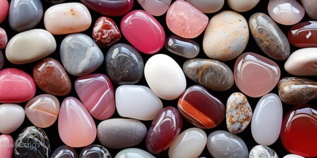 Free photo polished stones in earthy tones glisten with reflected light