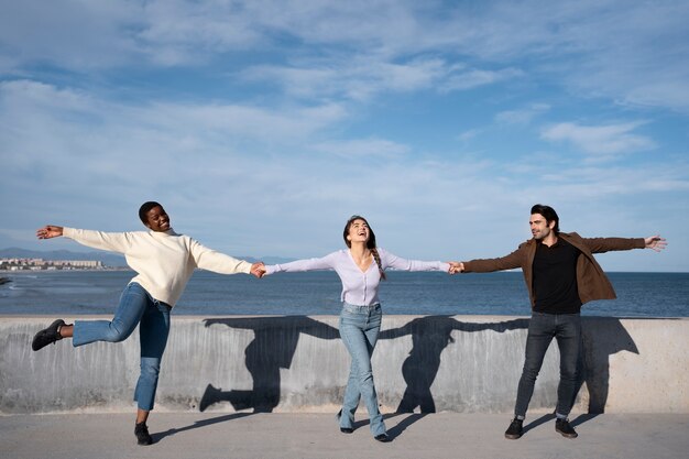 Polyamory people spending time together