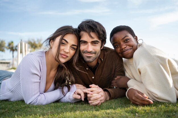 Polyamory people spending time together