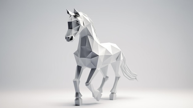 Free photo a polygonal 3d model of a horse on a white background