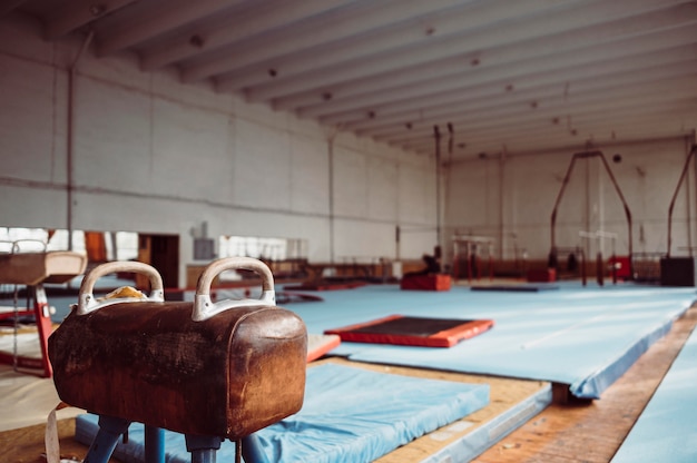 Free photo pommel horse in gymnastics room