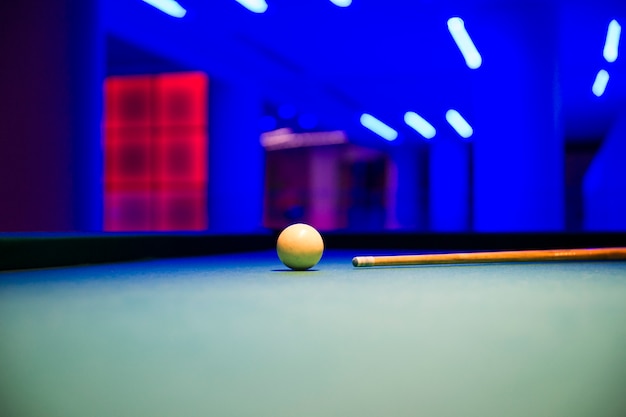 Pool table with white ball