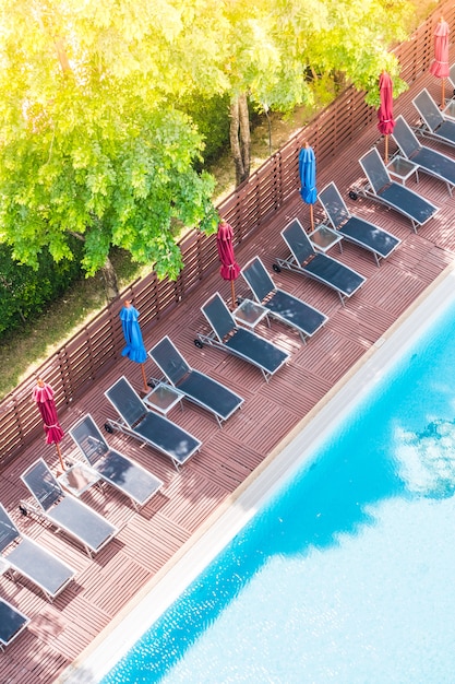 Pool view from above with hammocks