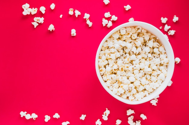 Popcorn box on red background