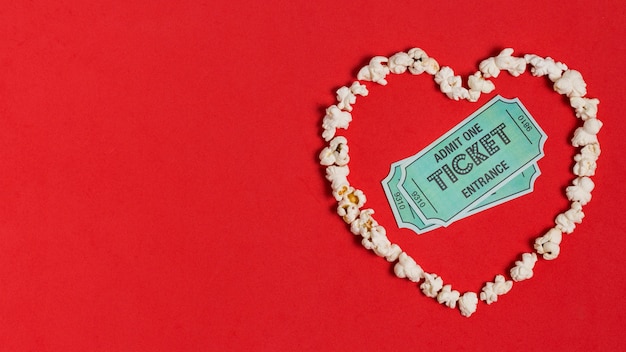 Free Photo popcorn heart shape with copy-space