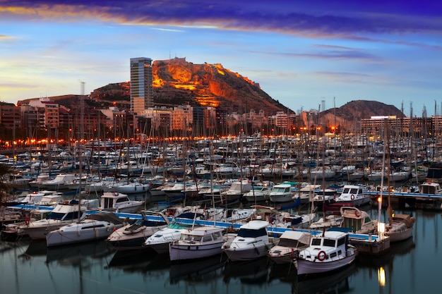 Port of Alicante in dawn.  Spain