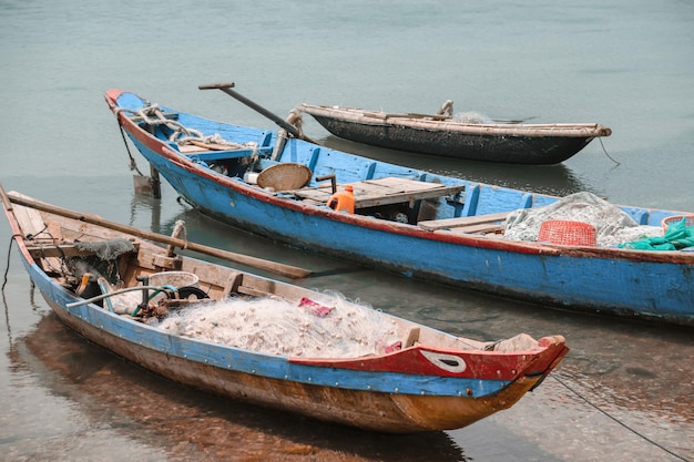 Port with old fishing boats