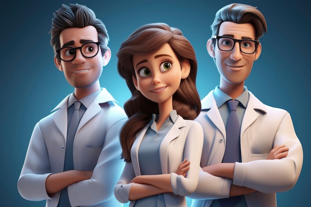 Free Photo portrait of 3d doctors in hospital attire