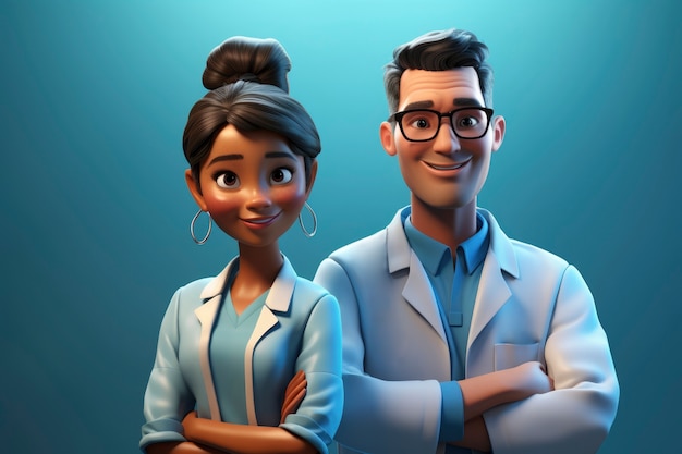 Free photo portrait of 3d doctors in hospital attire