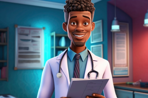 Free photo portrait of 3d male doctor