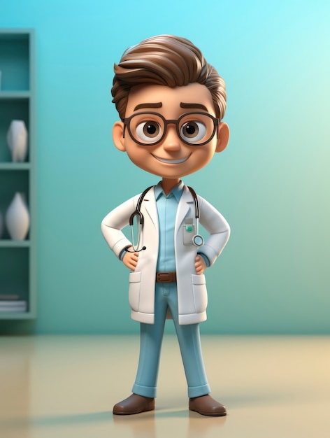 Free photo portrait of 3d male doctor