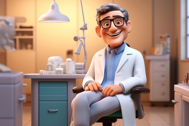 Free photo portrait of 3d male doctor