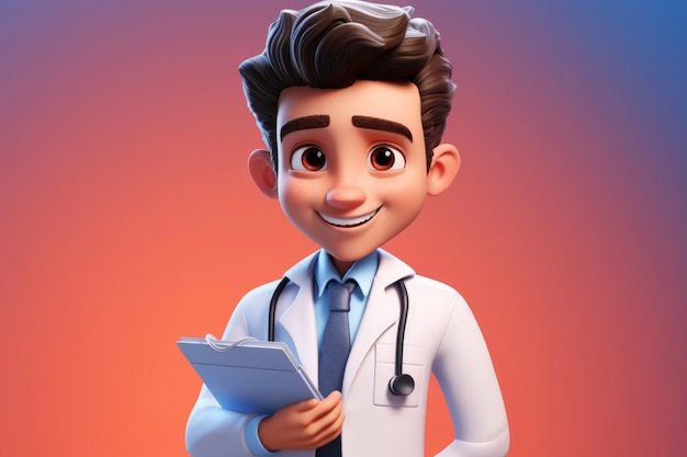 Free photo portrait of 3d male doctor