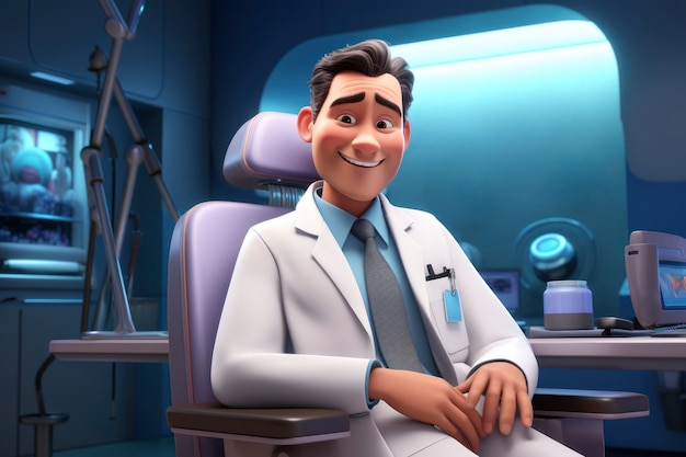 Free photo portrait of 3d male doctor