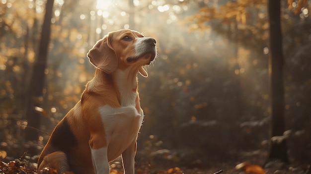 Free Photo portrait of adorable beagle in nature