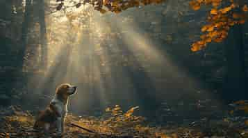 Free photo portrait of adorable beagle in nature