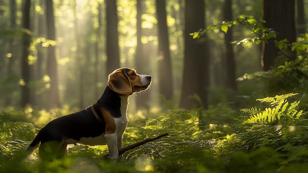 Free photo portrait of adorable beagle in nature