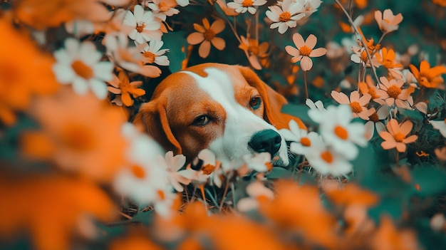 Free photo portrait of adorable beagle in nature