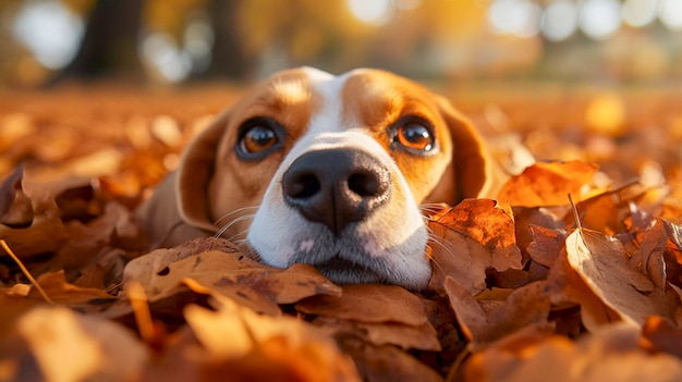 Free photo portrait of adorable beagle in nature