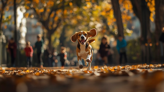 Free Photo portrait of adorable beagle in nature