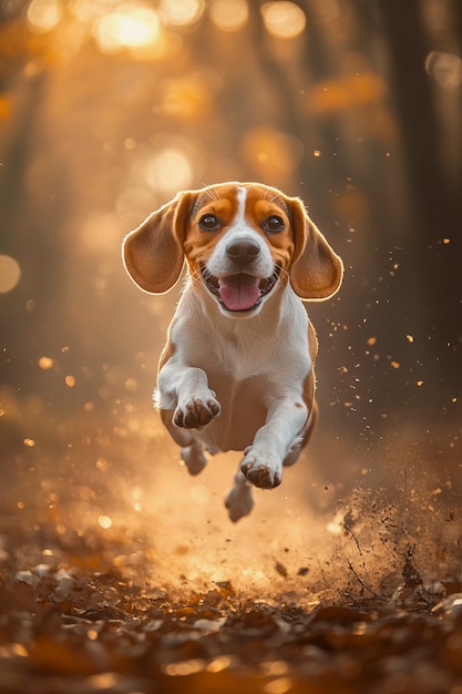 Free Photo portrait of adorable beagle in nature