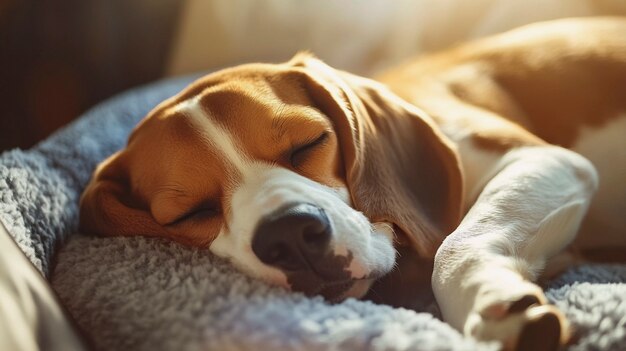 Portrait of adorable beagle sleeping