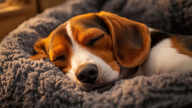 Portrait of adorable beagle sleeping