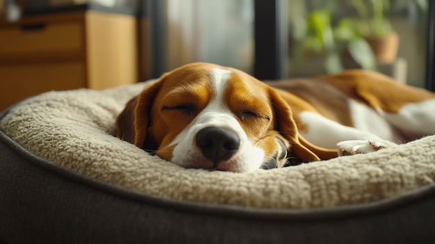 Portrait of adorable beagle sleeping