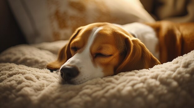 Portrait of adorable beagle sleeping