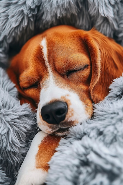 Free photo portrait of adorable beagle sleeping