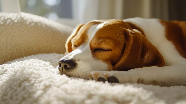 Portrait of adorable beagle sleeping