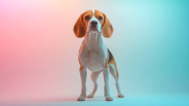 Portrait of adorable beagle in studio