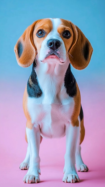 Portrait of adorable beagle in studio