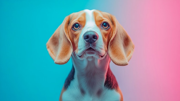 Portrait of adorable beagle in studio