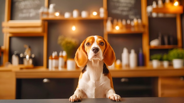 Free Photo portrait of adorable beagle