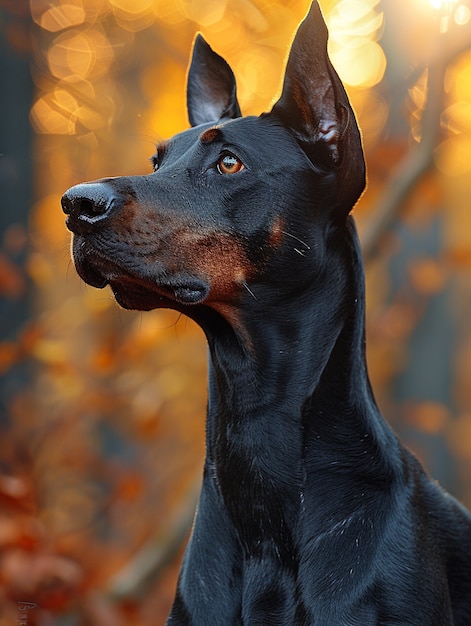 Free Photo portrait of adorable doberman dog