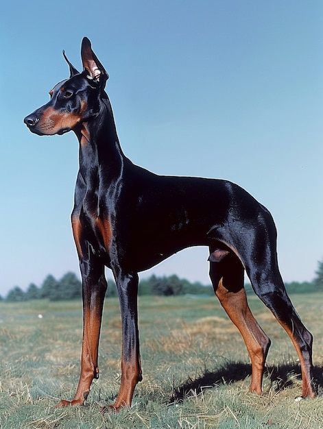 Portrait of adorable doberman dog