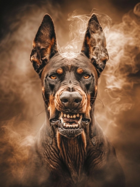 Free Photo portrait of adorable doberman dog