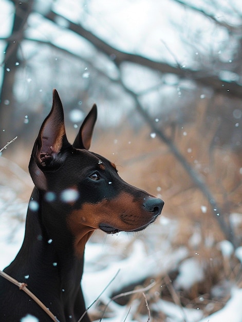 Portrait of adorable doberman dog