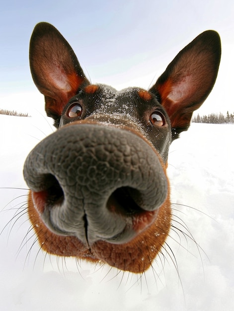 Free Photo portrait of adorable doberman dog