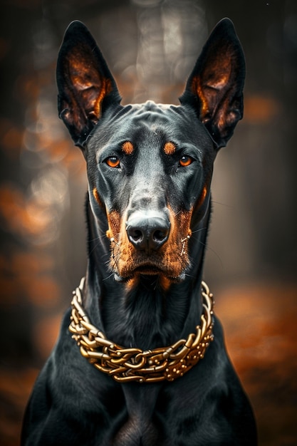 Free Photo portrait of adorable doberman dog