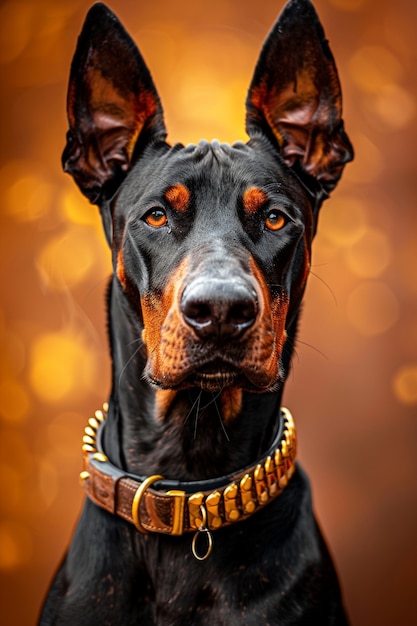 Portrait of adorable doberman dog