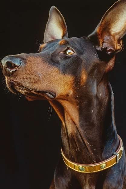 Free Photo portrait of adorable doberman dog