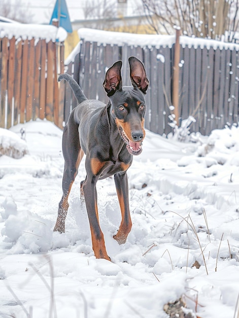 Portrait of adorable doberman dog