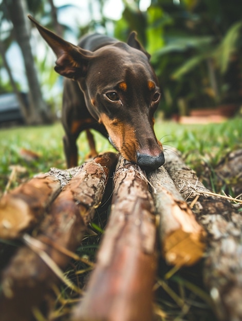 Free photo portrait of adorable doberman dog