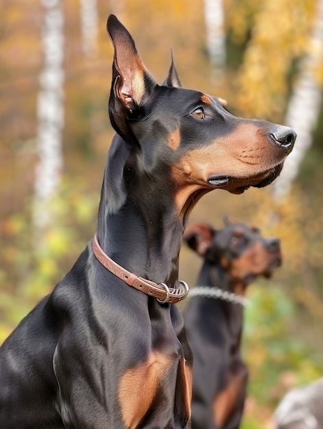 Free Photo portrait of adorable doberman dog