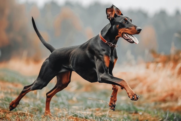 Free Photo portrait of adorable doberman dog