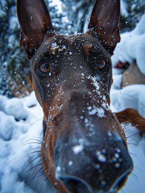 Portrait of adorable doberman dog