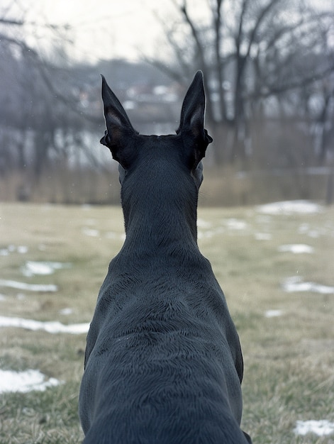 Portrait of adorable doberman dog